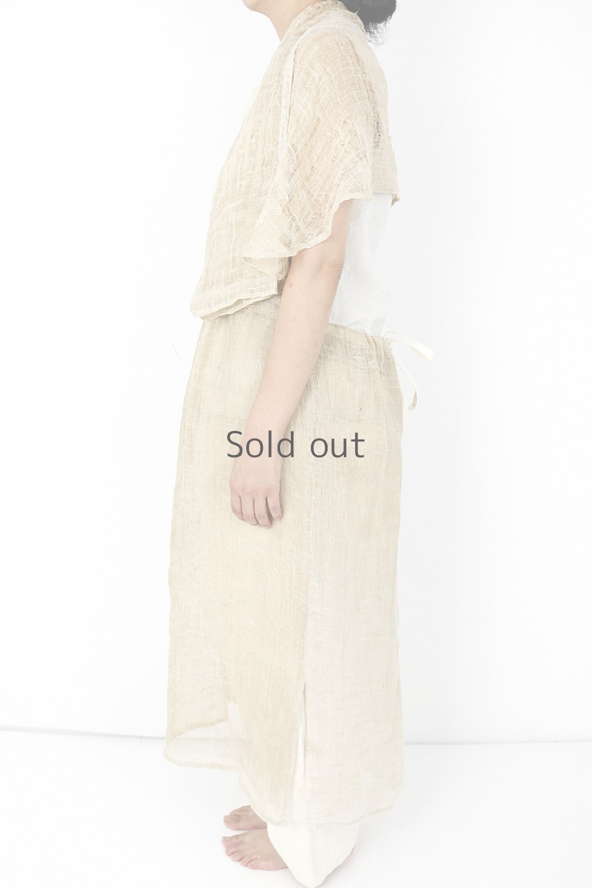 画像3: 【ササキチホ】古布　蚊帳のシースルージャンパースカート (3)