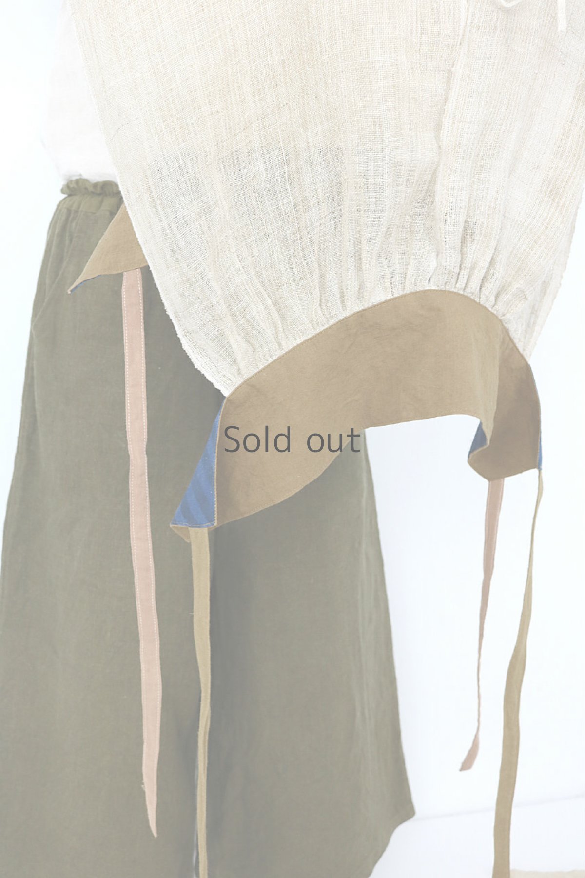 画像16: 【ササキチホ】古布　蚊帳のウエストベルト付きカレンシャツ (16)