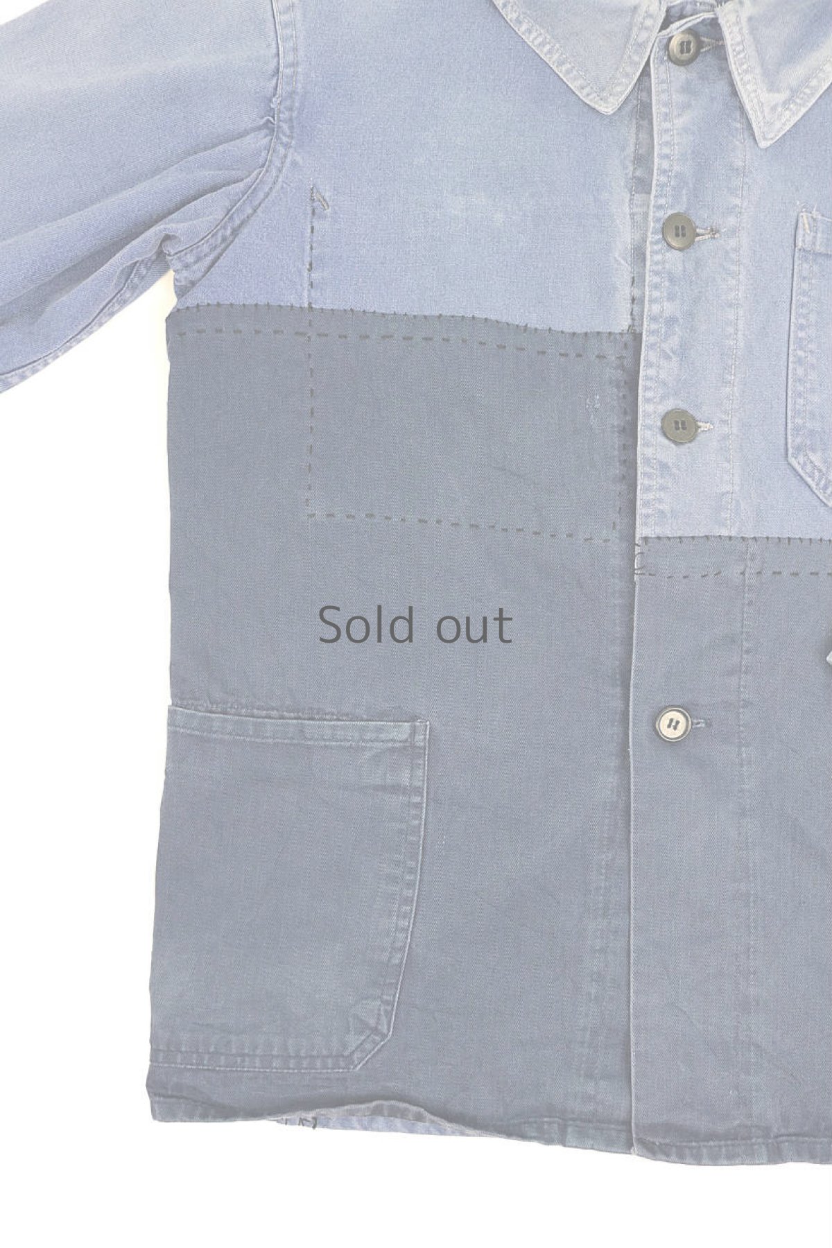 画像4: 【MITSUGU SASAKI】ビンテージリメイク　パッチワーク　ワークジャケット(ブルー/ネイビー) (4)