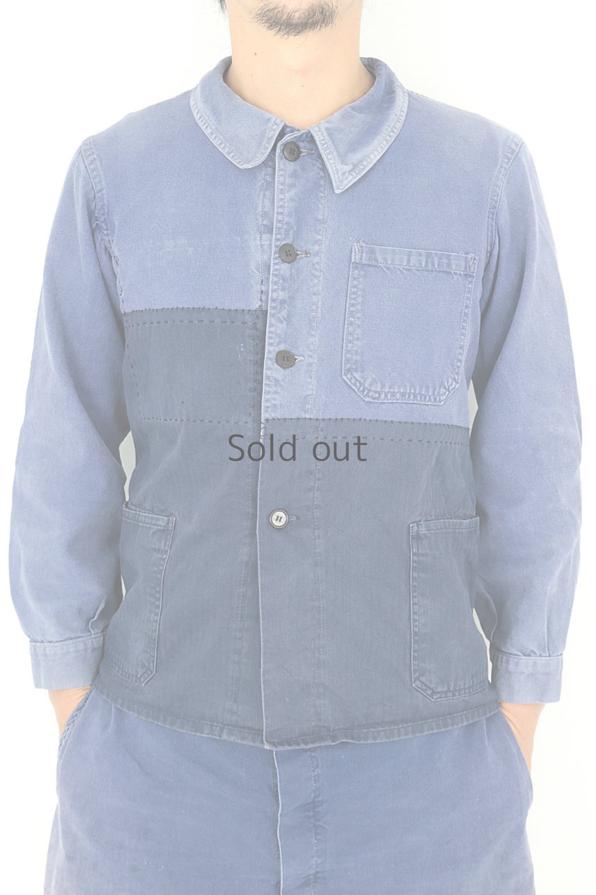 画像11: 【MITSUGU SASAKI】ビンテージリメイク　パッチワーク　ワークジャケット(ブルー/ネイビー) (11)