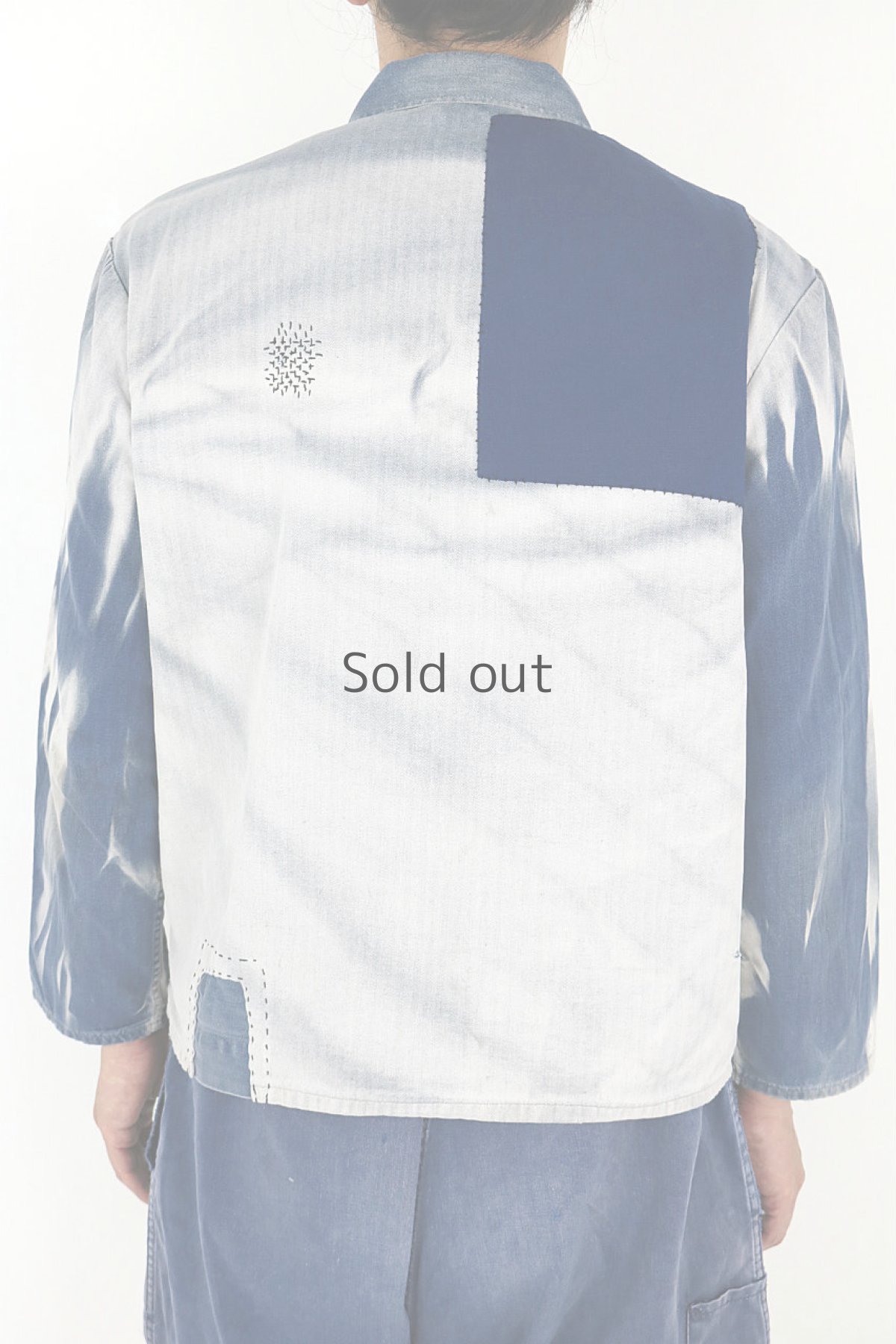 画像17: 【MITSUGU SASAKI】ビンテージリメイク　パッチワーク　ワークジャケット(ブリーチ、色落ち) (17)