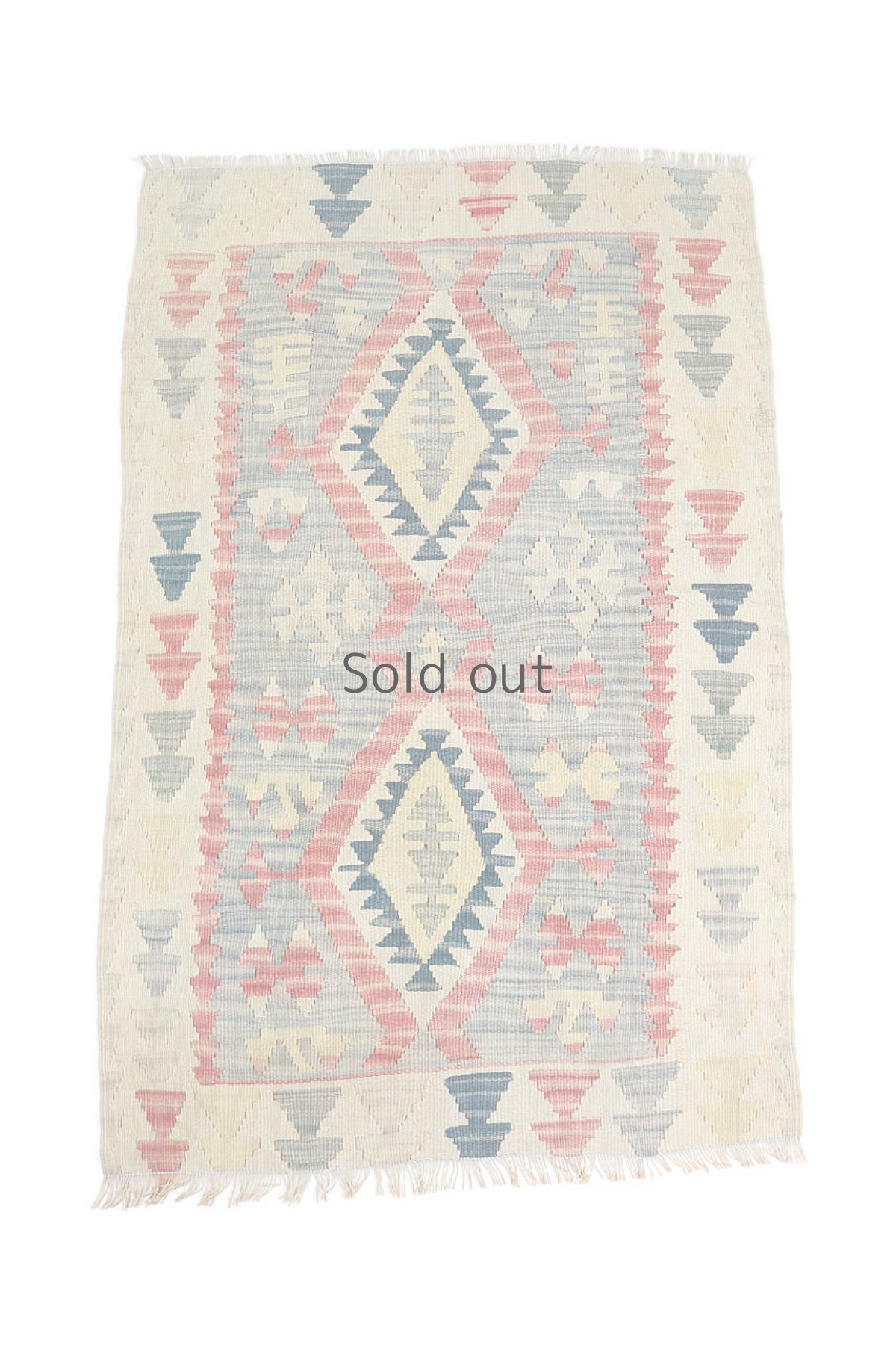 画像2: 【トルコ】オールドキリム（生成り・青・赤） (2)