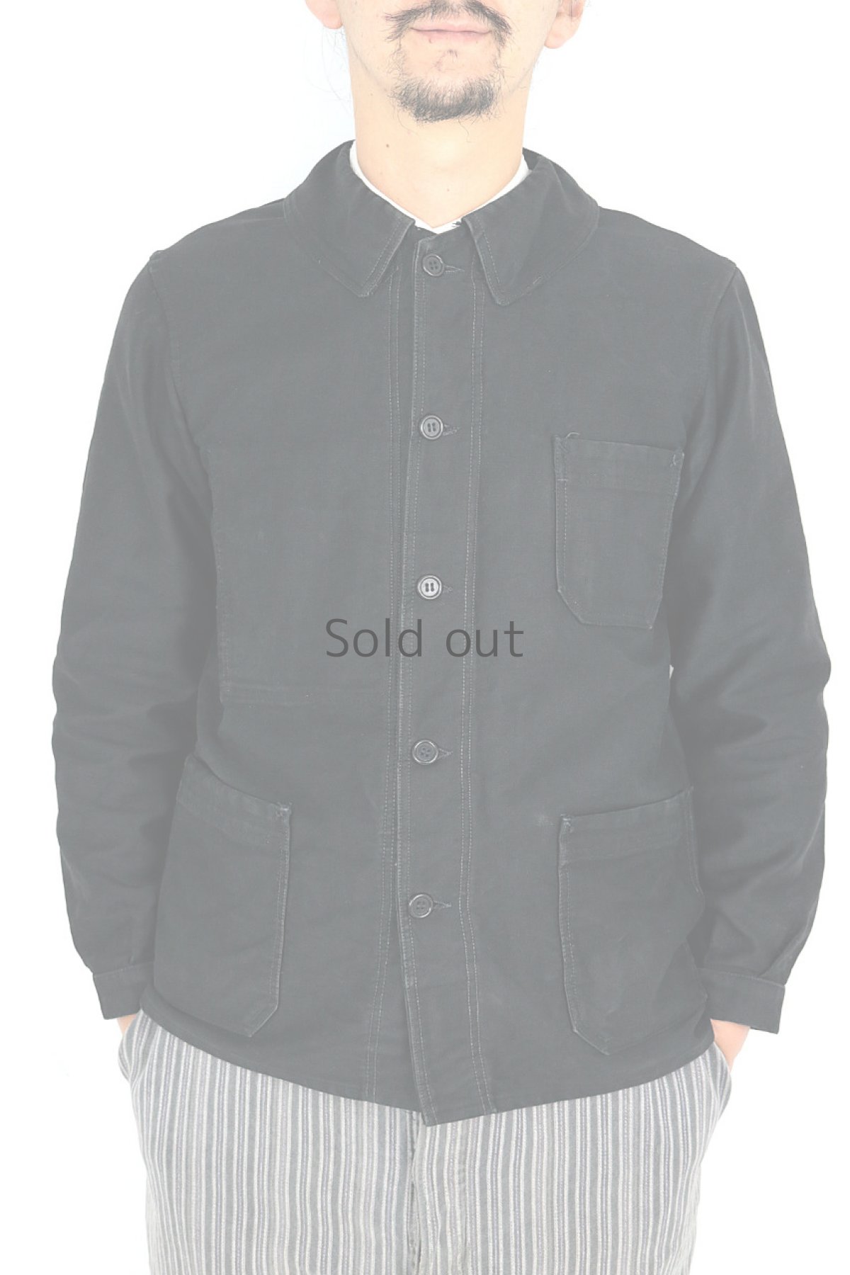 画像12: 【フランス】1950年代頃のブラックモールスキンワークジャケット（Pubure & Peverchere） (12)