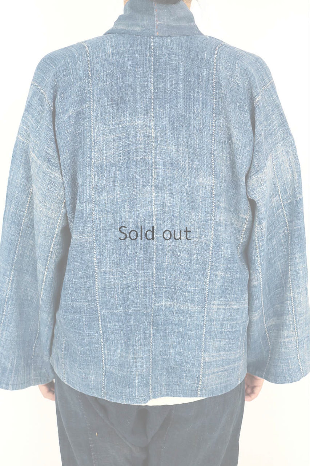 画像4: 【ササキチホ】手織り藍×古布　アフリカンインディゴの羽織ジャケット (4)