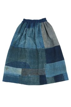 画像1: 【ササキチホ】農婦シリーズ　襤褸の藍染スカート (1)