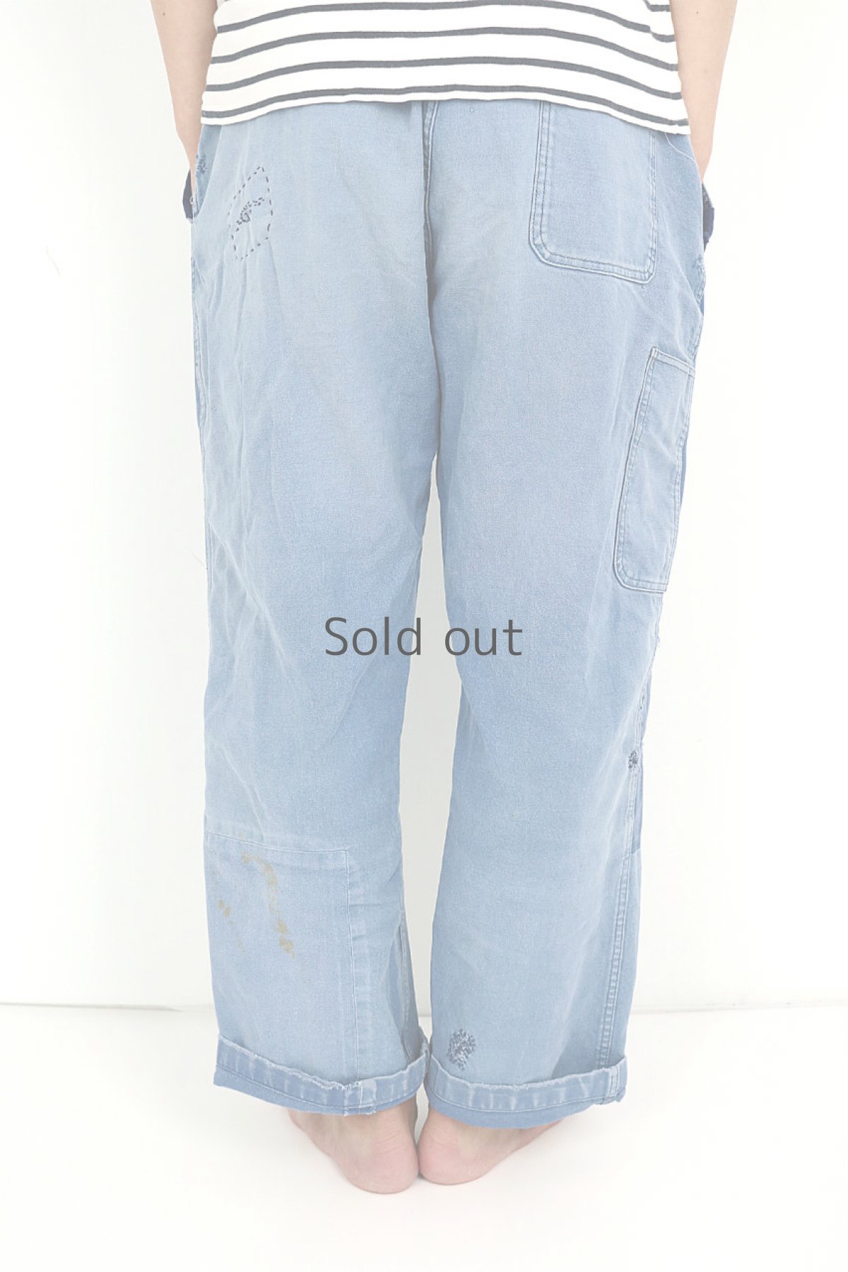 画像17: 【MITSUGU SASAKI】ビンテージ×リメイク　パッチワーク　ワークパンツ(ウエストひも） (17)