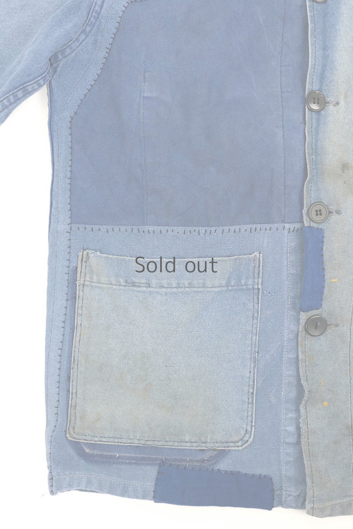 画像4: 【MITSUGU SASAKI】ビンテージリメイク　パッチワーク　ワークジャケット(汚れあり) (4)