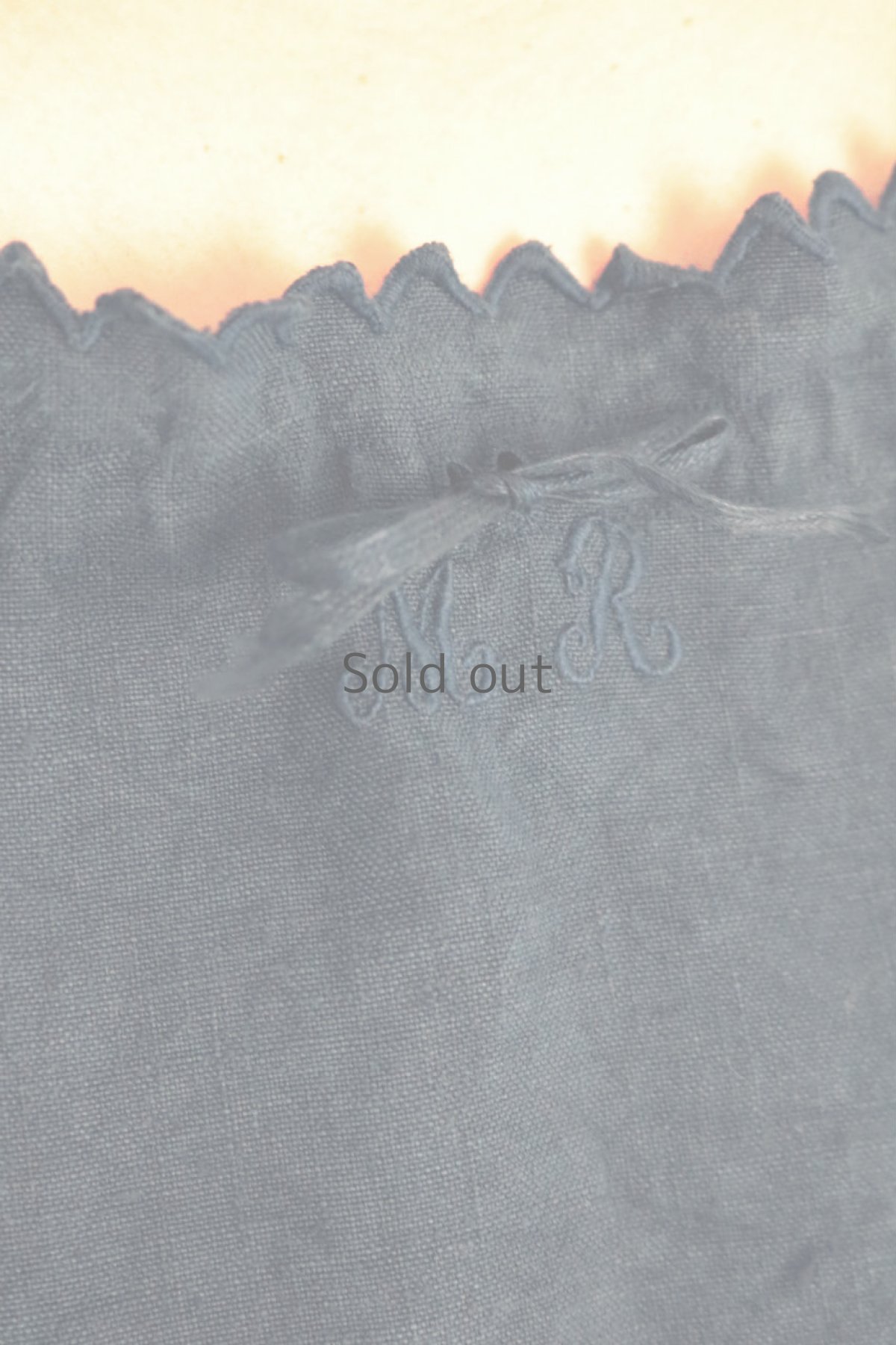 画像7: 【フランス】アンティークリネン×染　半袖ワンピース（青藍色） (7)