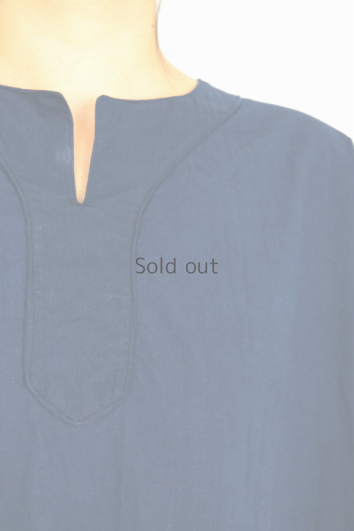 画像5: 【フランス】ビンテージコットン×染　メディカルワンピース（青藍色） (5)