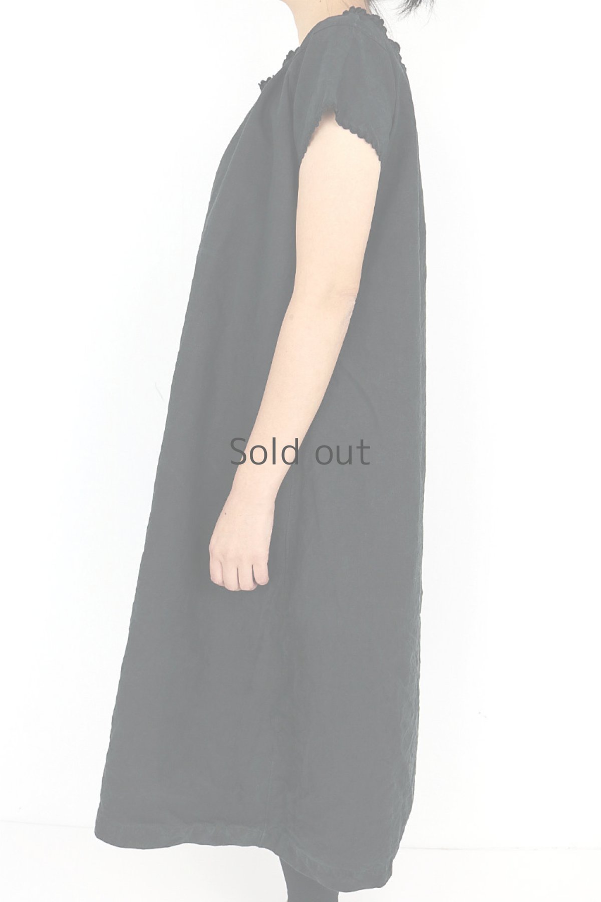 画像3: 【フランス】アンティークリネン×染　半袖ワンピース（黒色） (3)