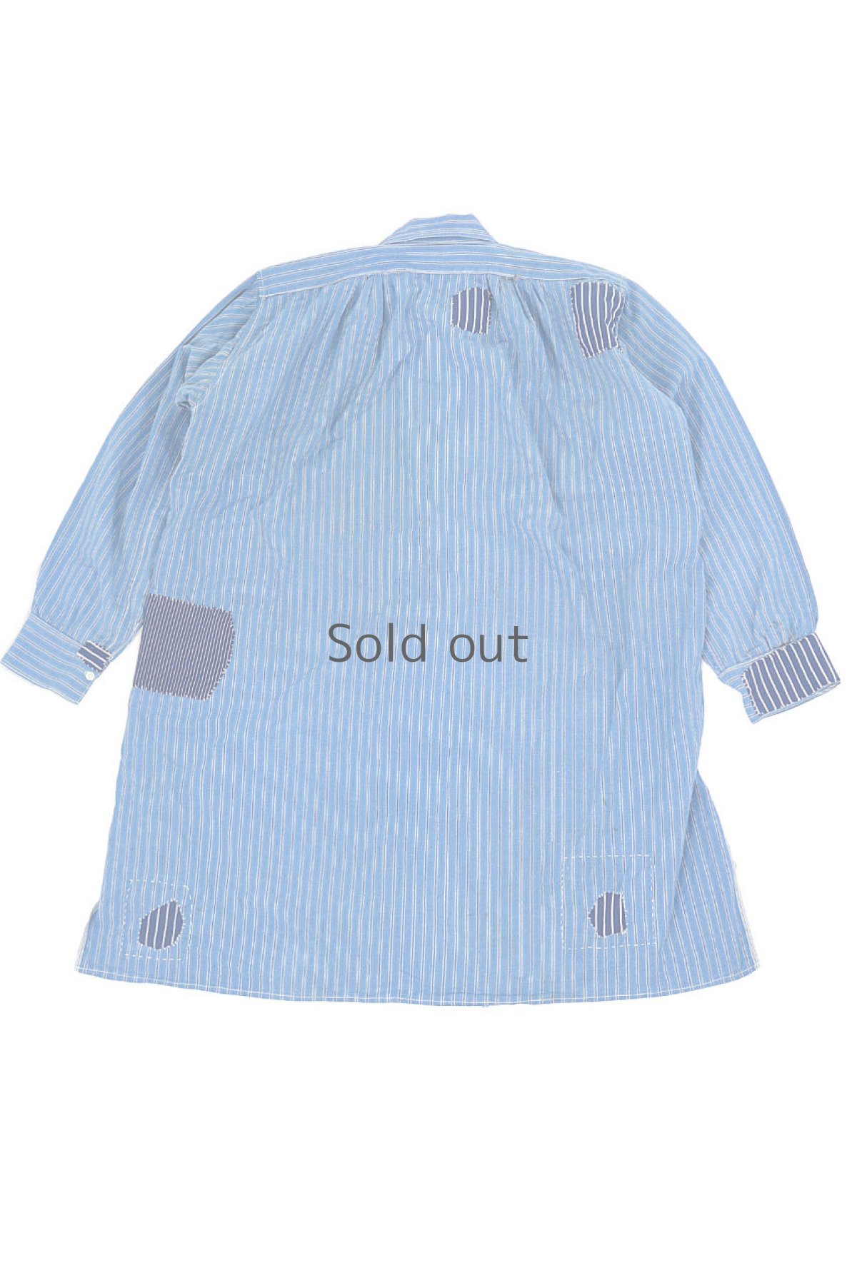 画像2: 【MITSUGU SASAKI】ビンテージリメイク　パッチワーク　ストライプロングシャツ (2)