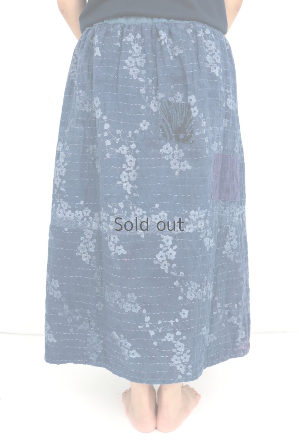 画像10: 【ササキチホ】世界の古布　インドのラリーキルトで作ったスカート（リバーシブル）  (10)