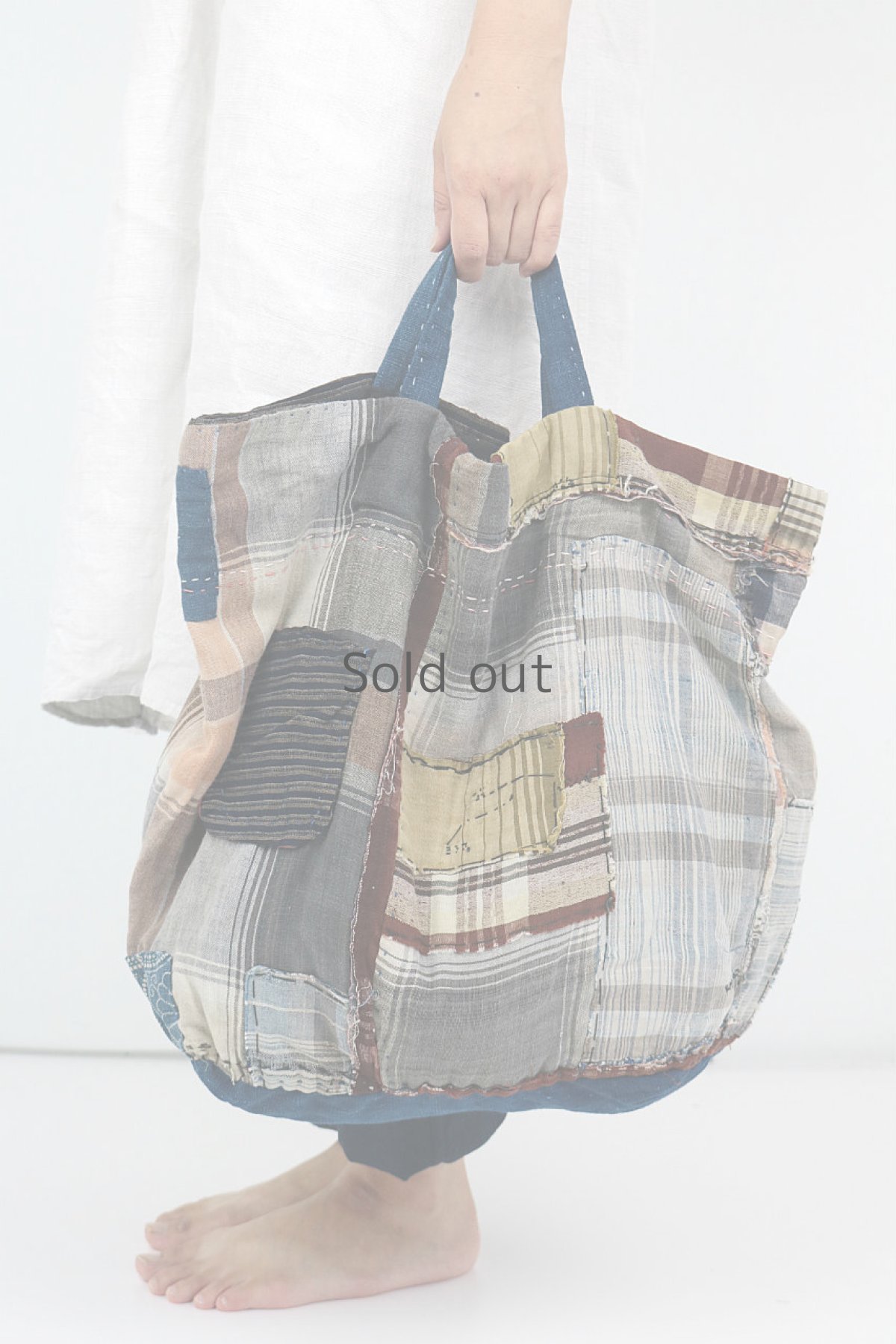 画像10: 【桃雪】襤褸古布　おおらかバッグ（うっとり残糸織り） (10)