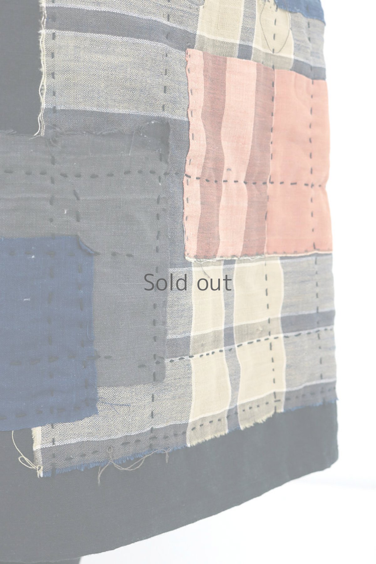 画像10: 【MITSUGU SASAKI】アンティークリネン×染×古布　パッチワーク刺し子スカート（黒色） (10)