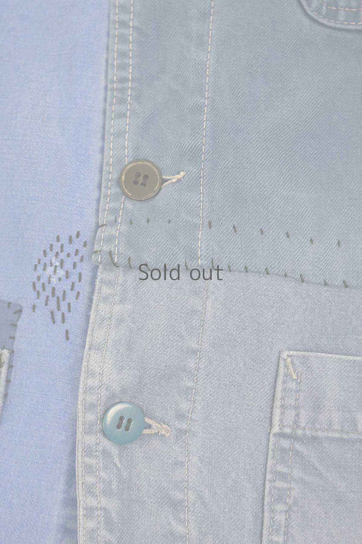 画像10: 【MITSUGU SASAKI】ビンテージリメイク　パッチワーク　ワークジャケット(色あせたブルー) (10)