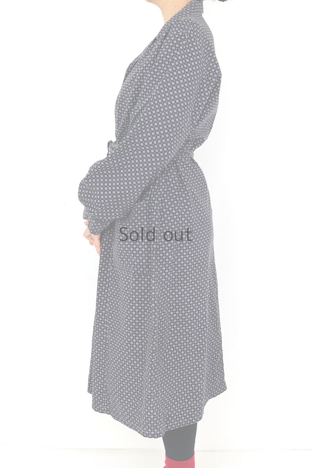 画像4: 【フランス】1960年代頃のブラックプリントワークドレス (4)