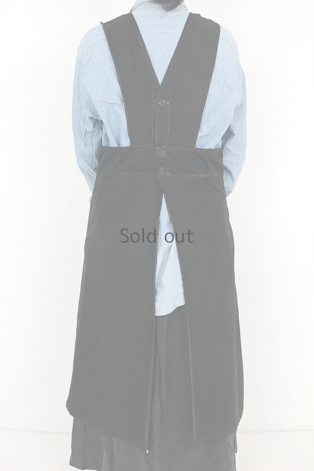 画像5: 【フランス】１９３０年代頃のブラックコットン　ワークエプロン (5)