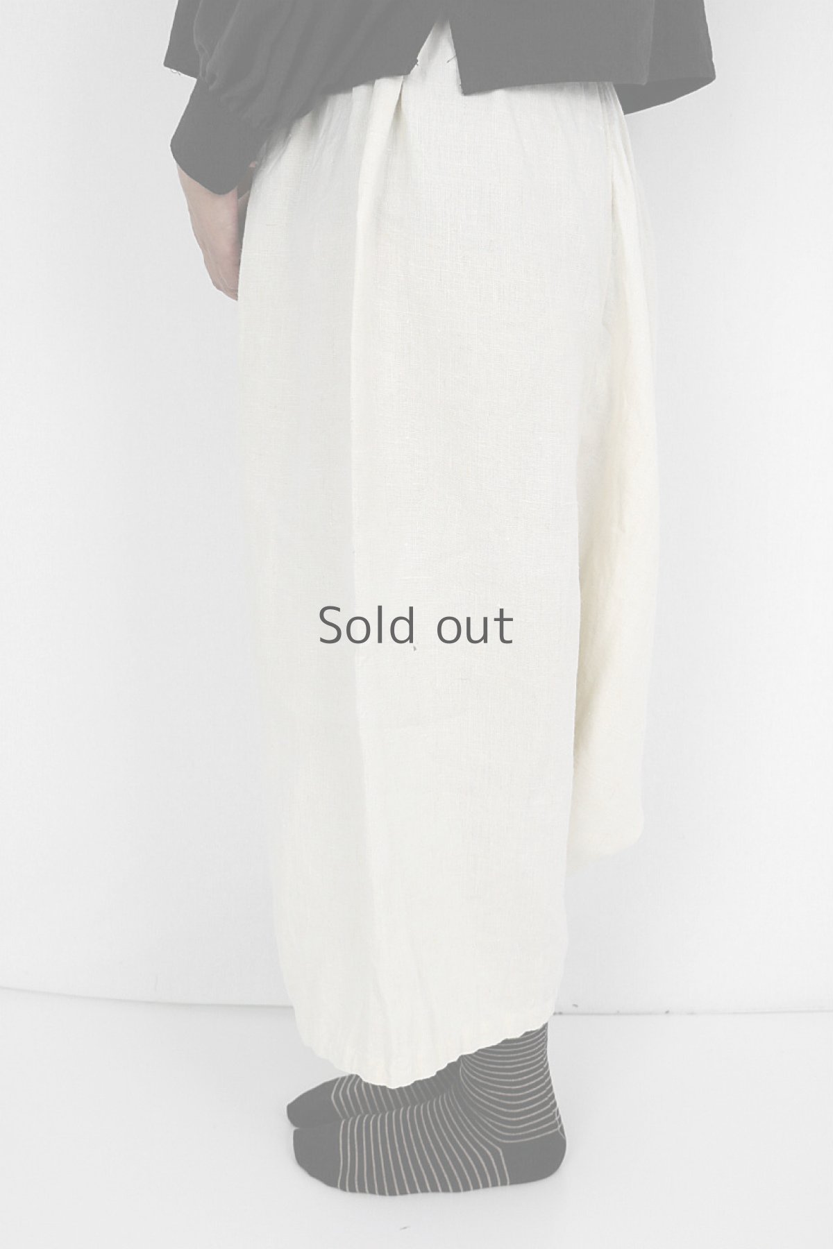 画像3: 【ササキチホ】アンティークリネン　たっぷりパンツ（生成り色） (3)