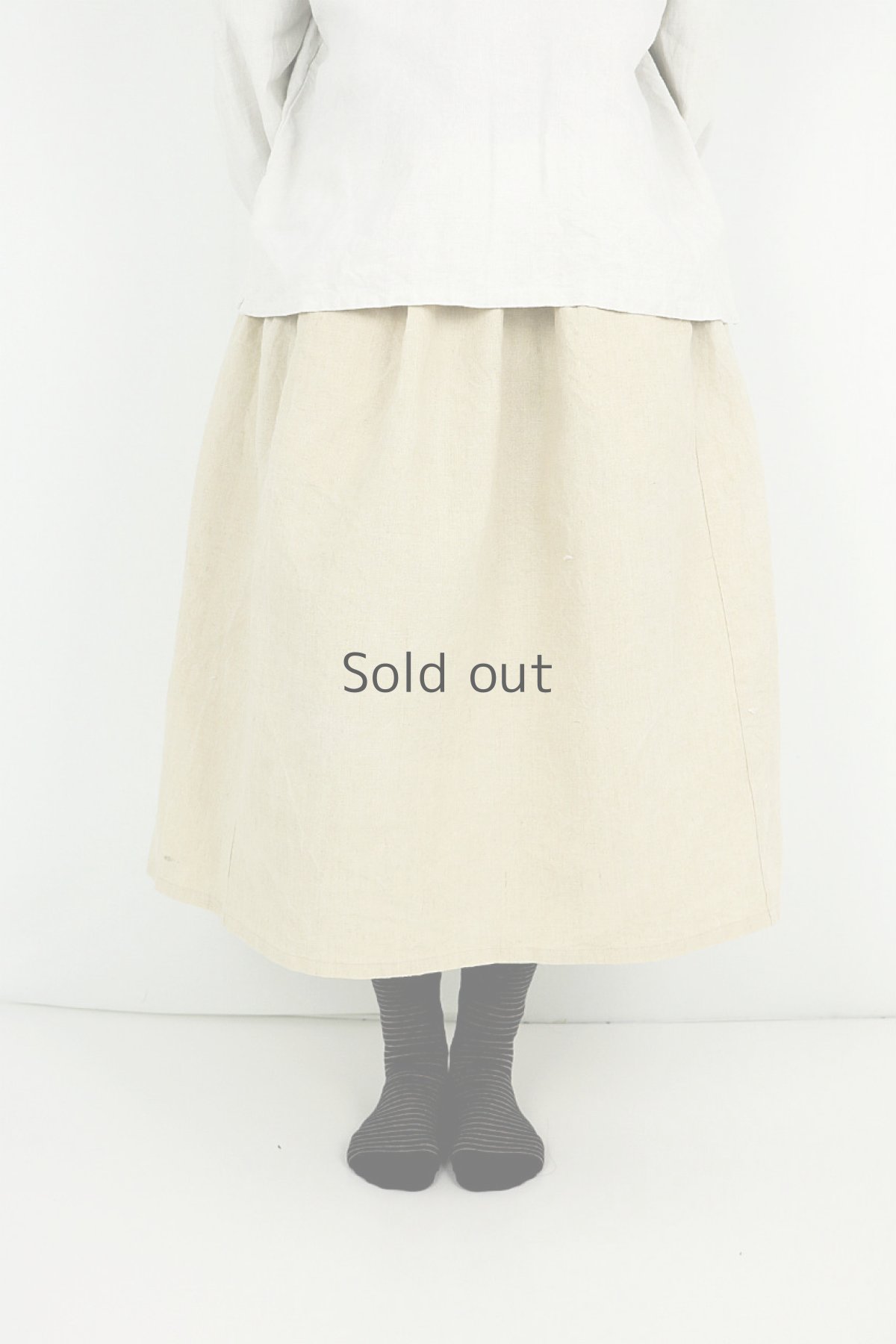 画像2: 【ササキチホ】アンティークリネン　シンプルスカート（生成り） (2)