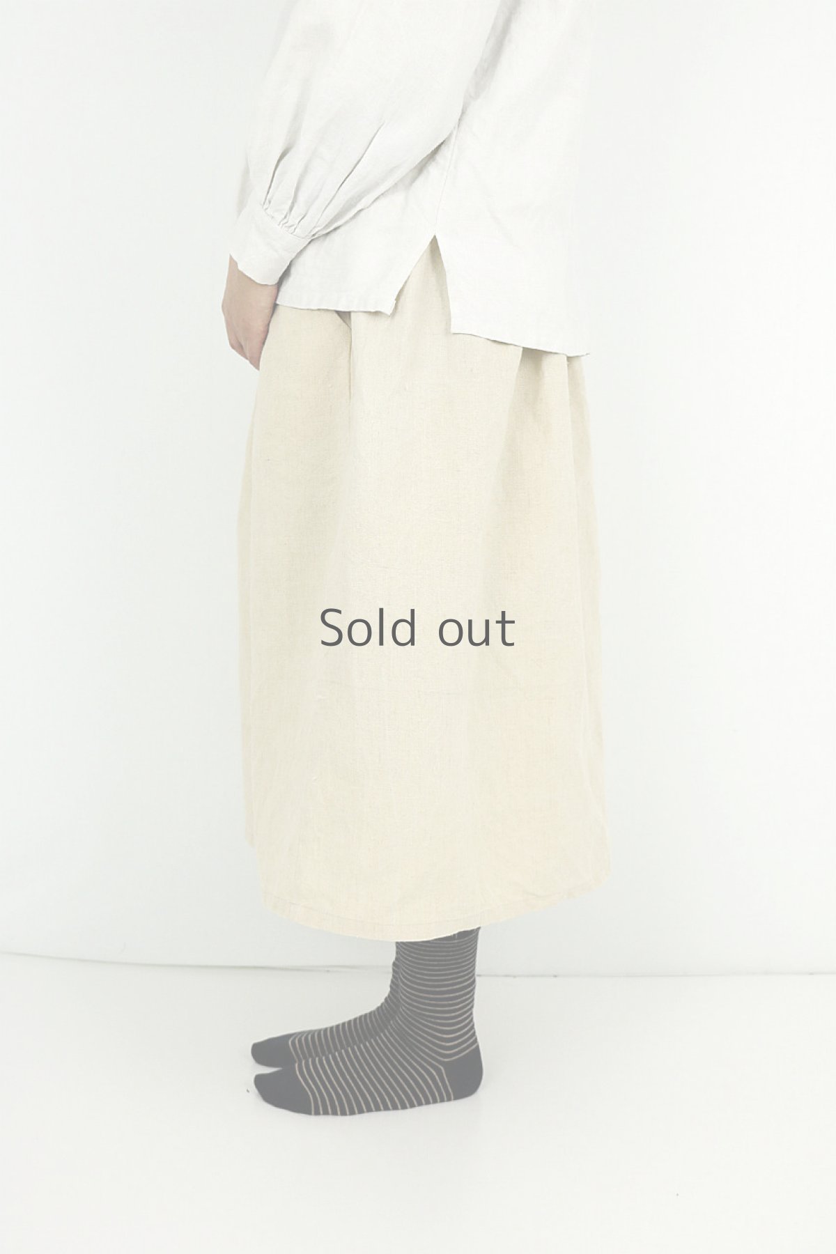 画像3: 【ササキチホ】アンティークリネン　シンプルスカート（生成り） (3)