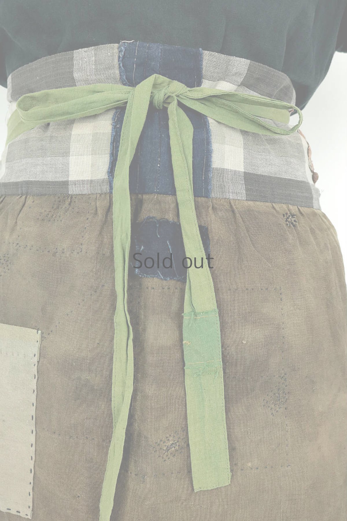 画像8: 【ササキチホ】古布×柿渋　ウエストマーク刺し子エプロン (8)