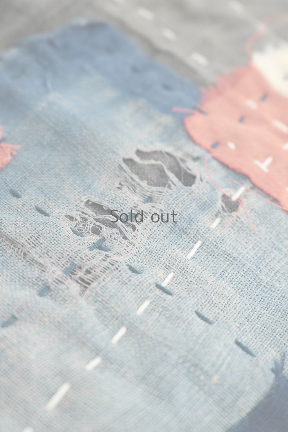 画像5: 【MITSUGU SASAKI】アンティークリネン×染×古布　パッチワーク刺し子スカート（青藍色） (5)