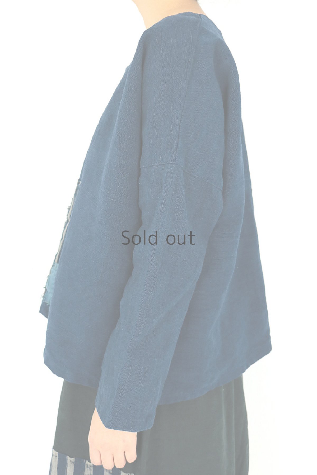 画像6: 【MITSUGU SASAKI】アンティークリネン×古布×染　うわっぱり（濃藍色） (6)