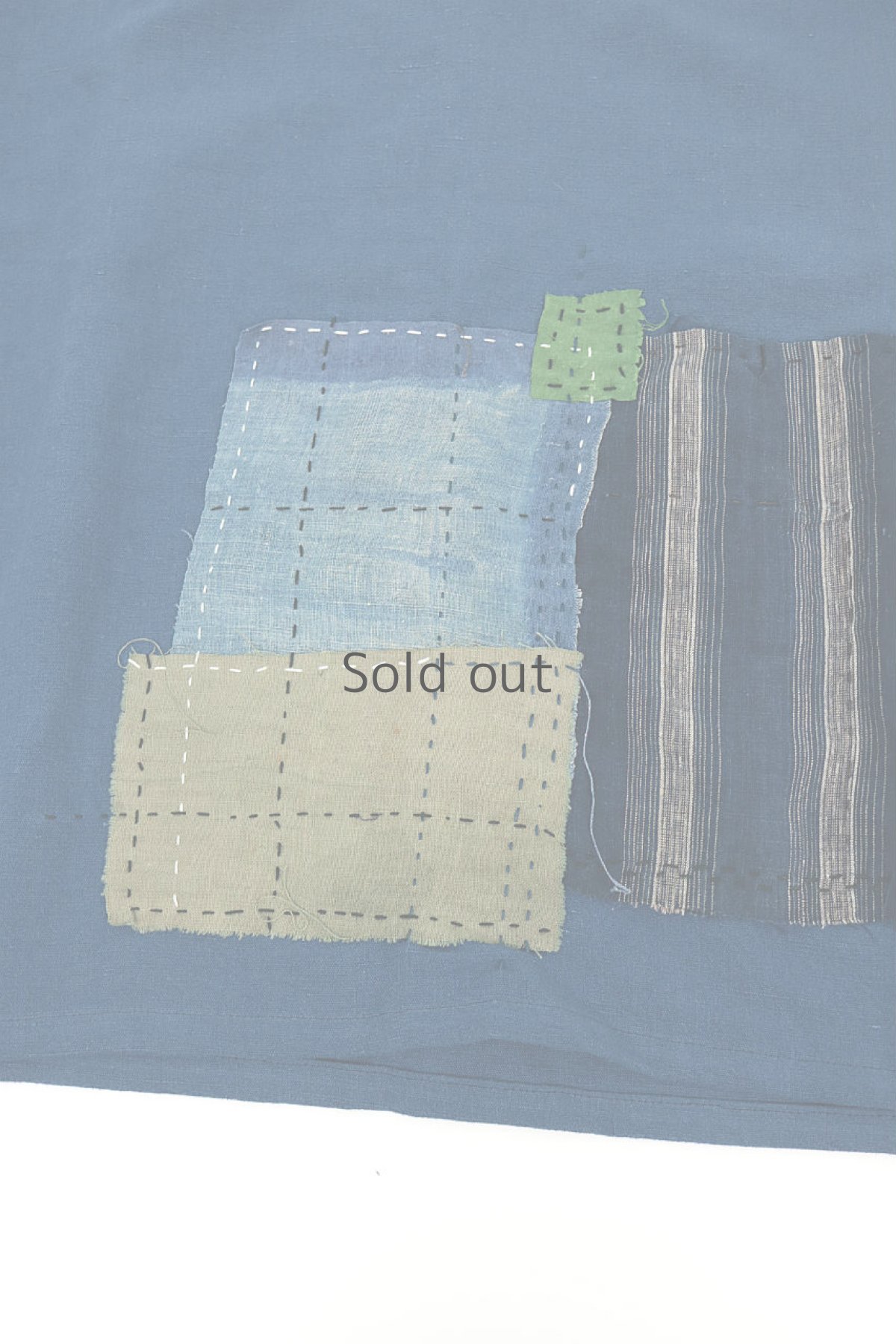 画像2: 【MITSUGU SASAKI】アンティークリネン×古布×染　うわっぱり（青藍色） (2)