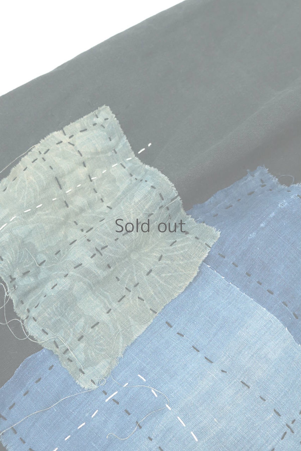 画像3: 【MITSUGU SASAKI】アンティークリネン×染×古布　パッチワーク刺し子スカート（黒色） (3)