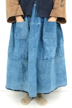 画像3: 【ササキチホ】農婦シリーズ　浅葱色の藍染スカート（リバーシブル） (3)