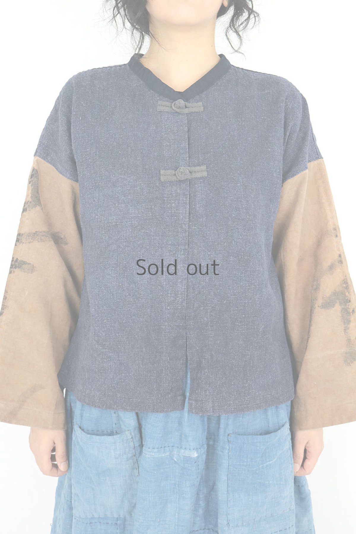 画像3: 【ササキチホ】アジア古布と奉納旗のチャイナシャツジャケット (3)