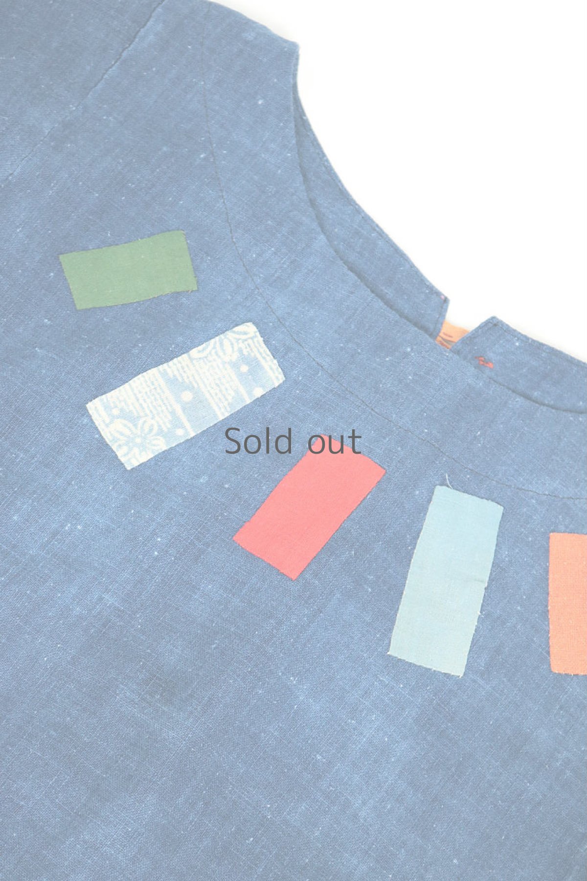 画像8: 【ササキチホ】藍染古布　ひらひらバルーン袖ブラウス (8)