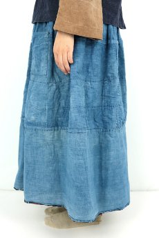 画像4: 【ササキチホ】農婦シリーズ　浅葱色の藍染スカート（リバーシブル） (4)