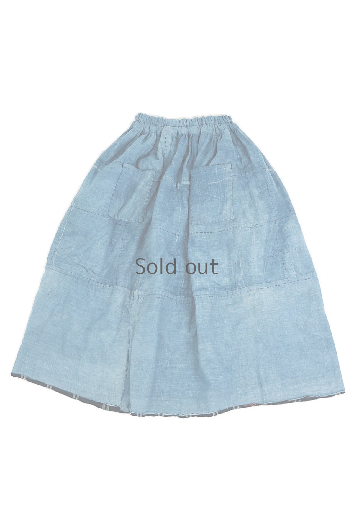 画像1: 【ササキチホ】農婦シリーズ　浅葱色の藍染スカート（リバーシブル） (1)