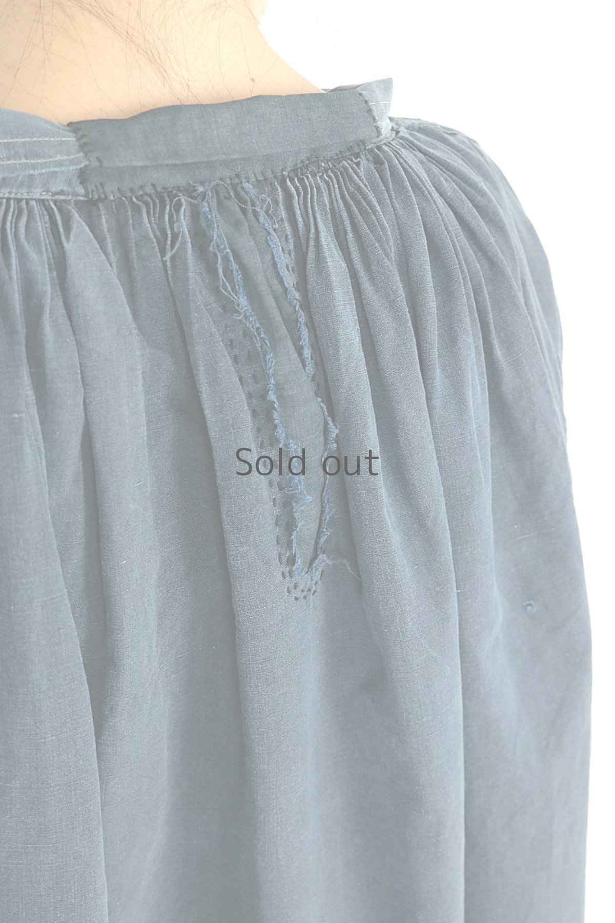 画像19: 【MITSUGU SASAKI】フランス 19世紀の羊飼いのインディゴリネンスモック（ハンドリペアしました） (19)