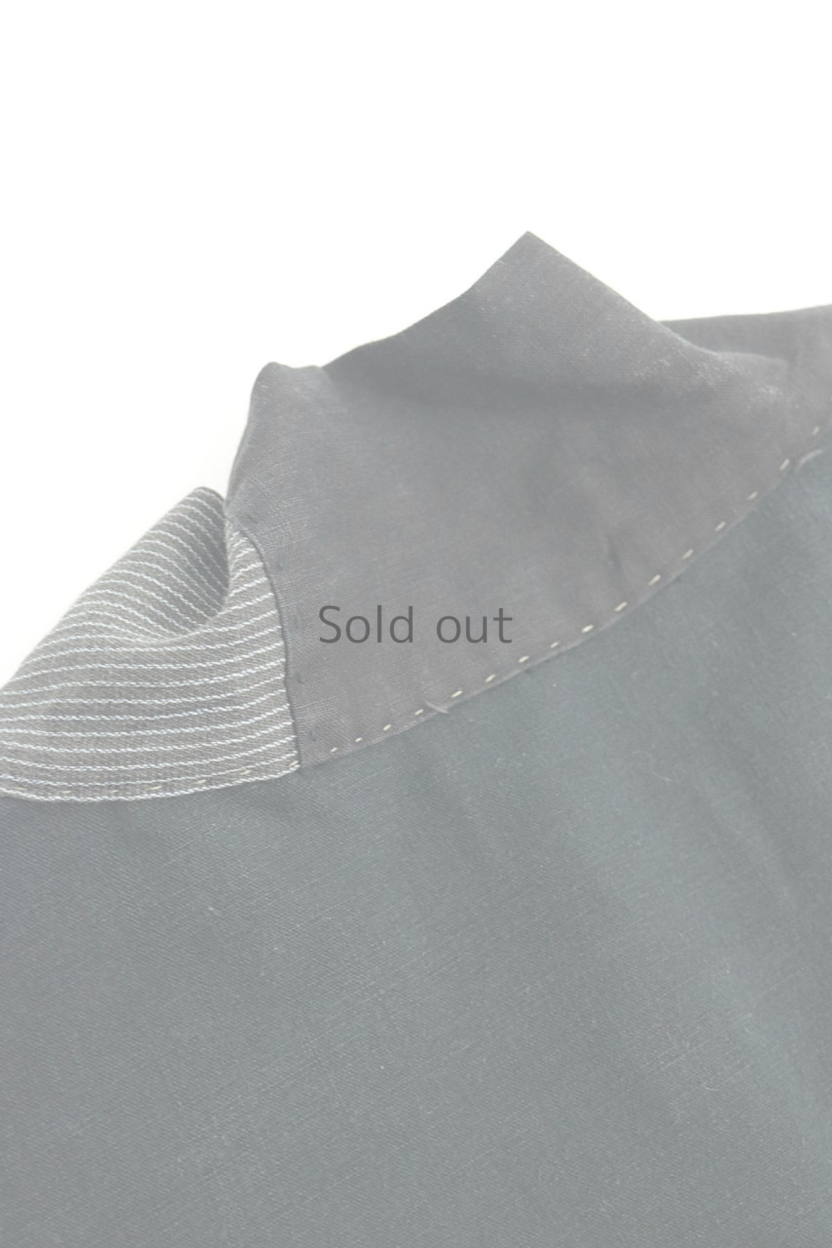 画像16: 【ササキチホ】アンティークリネン×染×古布　ボロ衿の着物コート（黒色） (16)