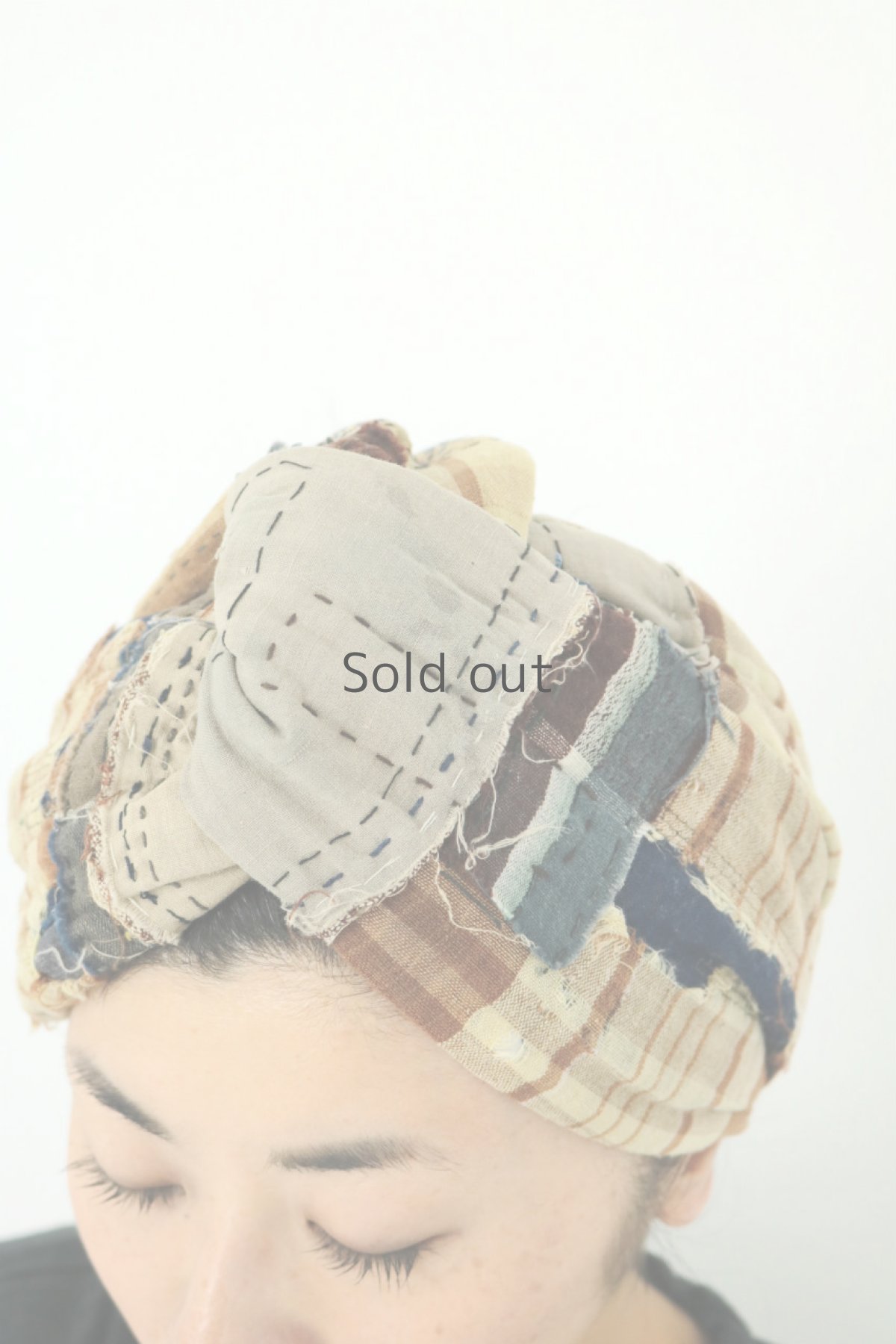 画像6: 【ササキチホ】ボロ古布　冬用チクチク中綿ヘアバン（A） (6)