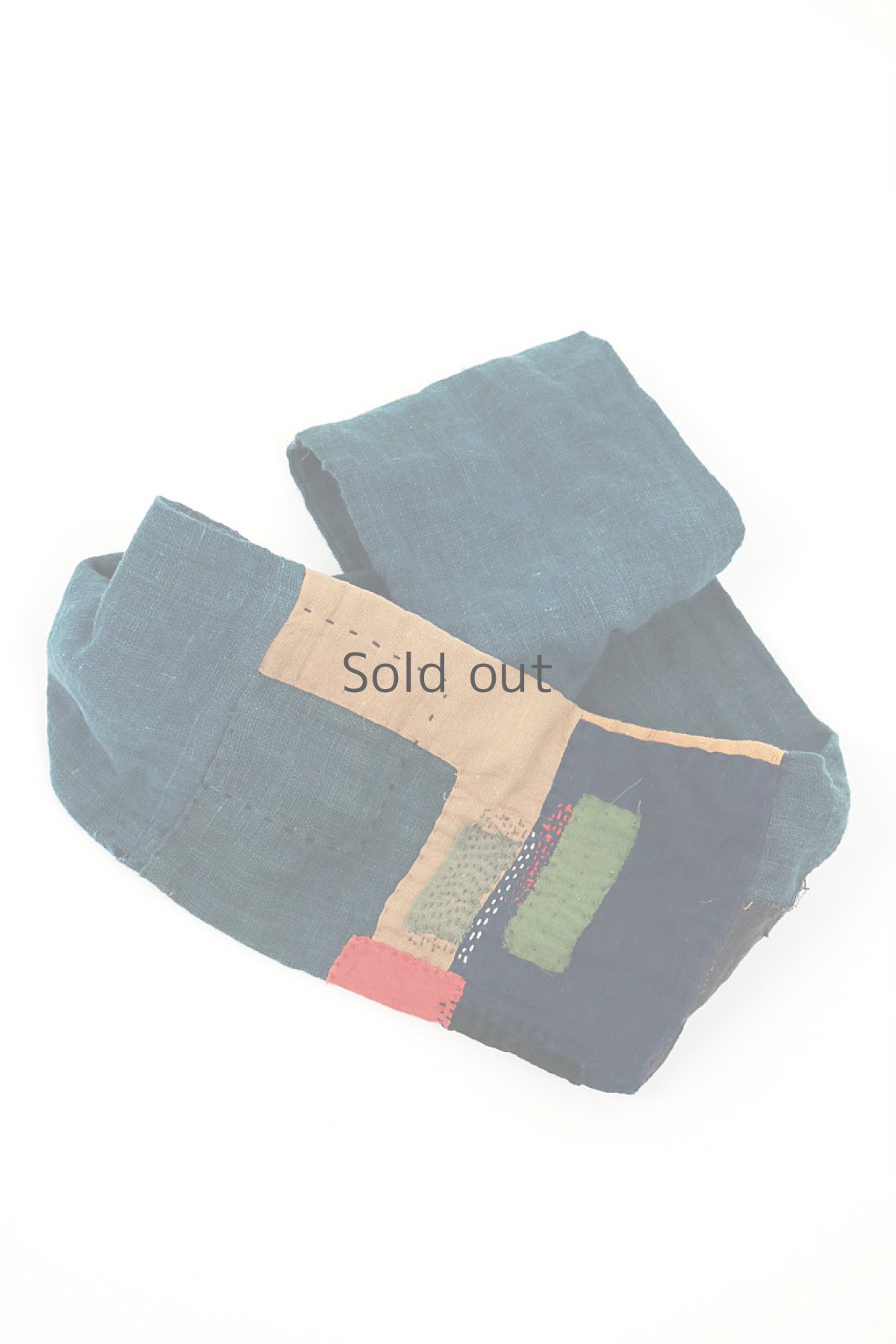 画像3: 【ササキチホ】古布　細めのチクチクスヌード（藍と草木染めと橙） (3)