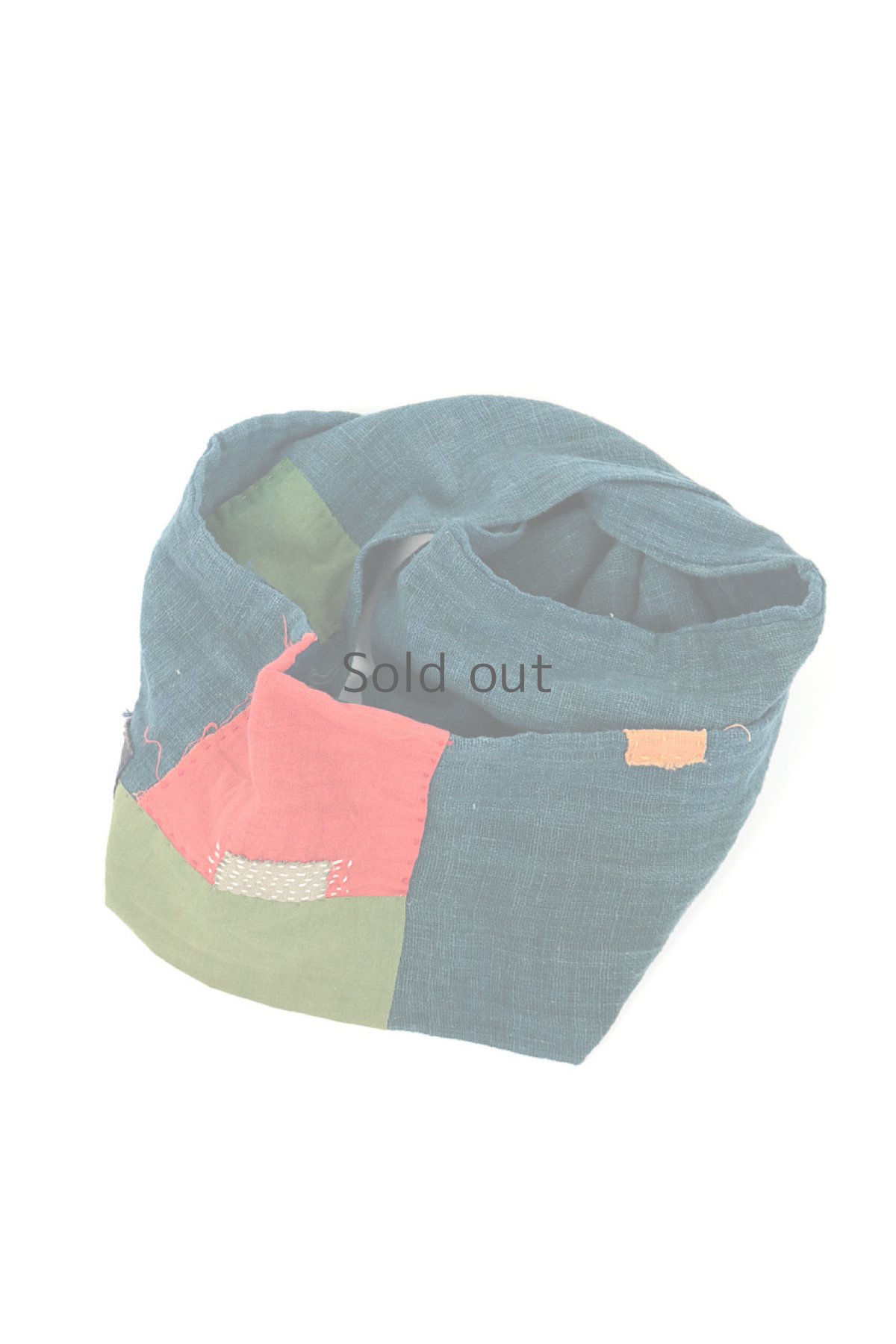 画像2: 【ササキチホ】古布　細めのチクチクスヌード（藍と朱色と草木染） (2)