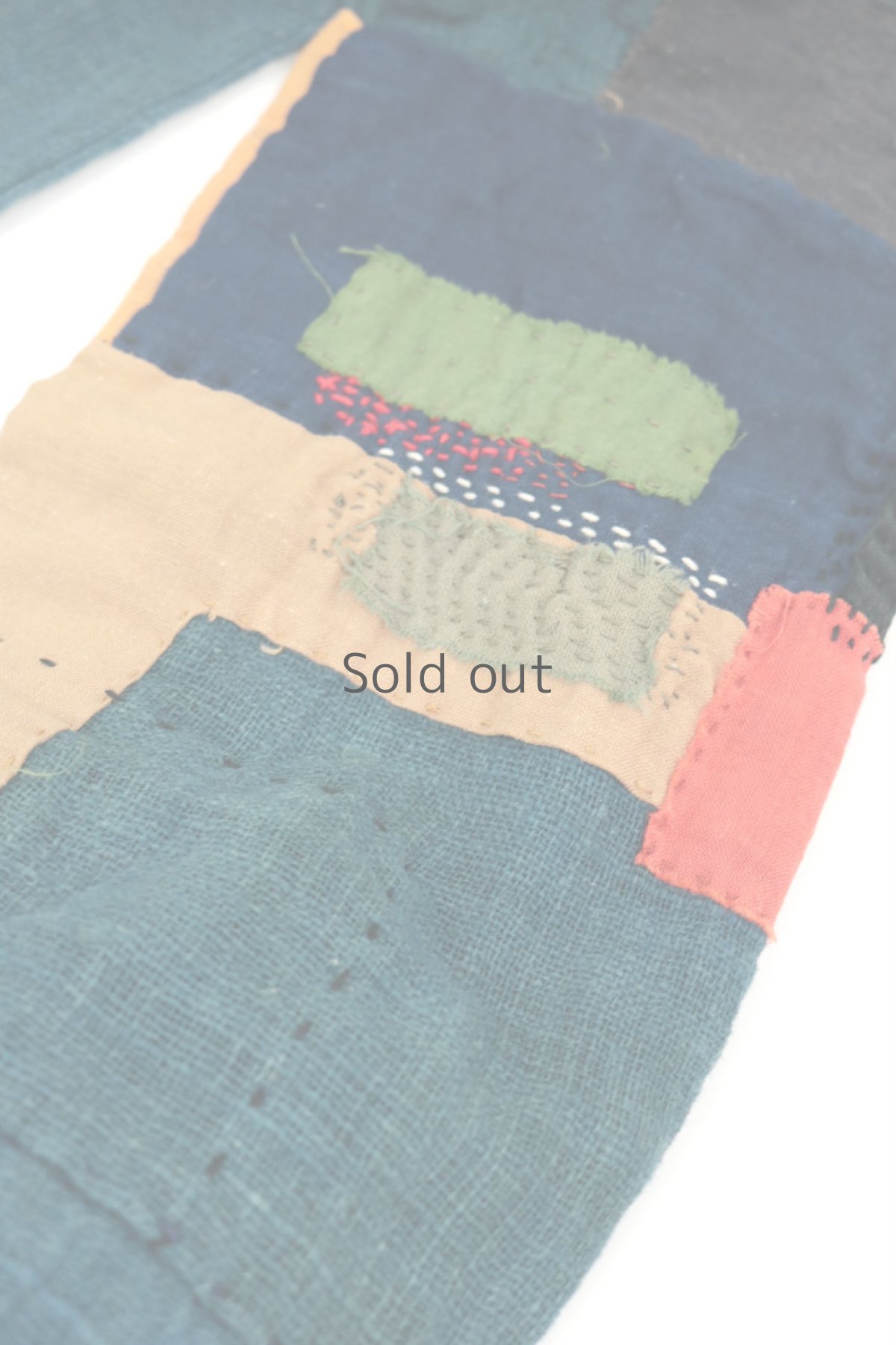 画像4: 【ササキチホ】古布　細めのチクチクスヌード（藍と草木染めと橙） (4)