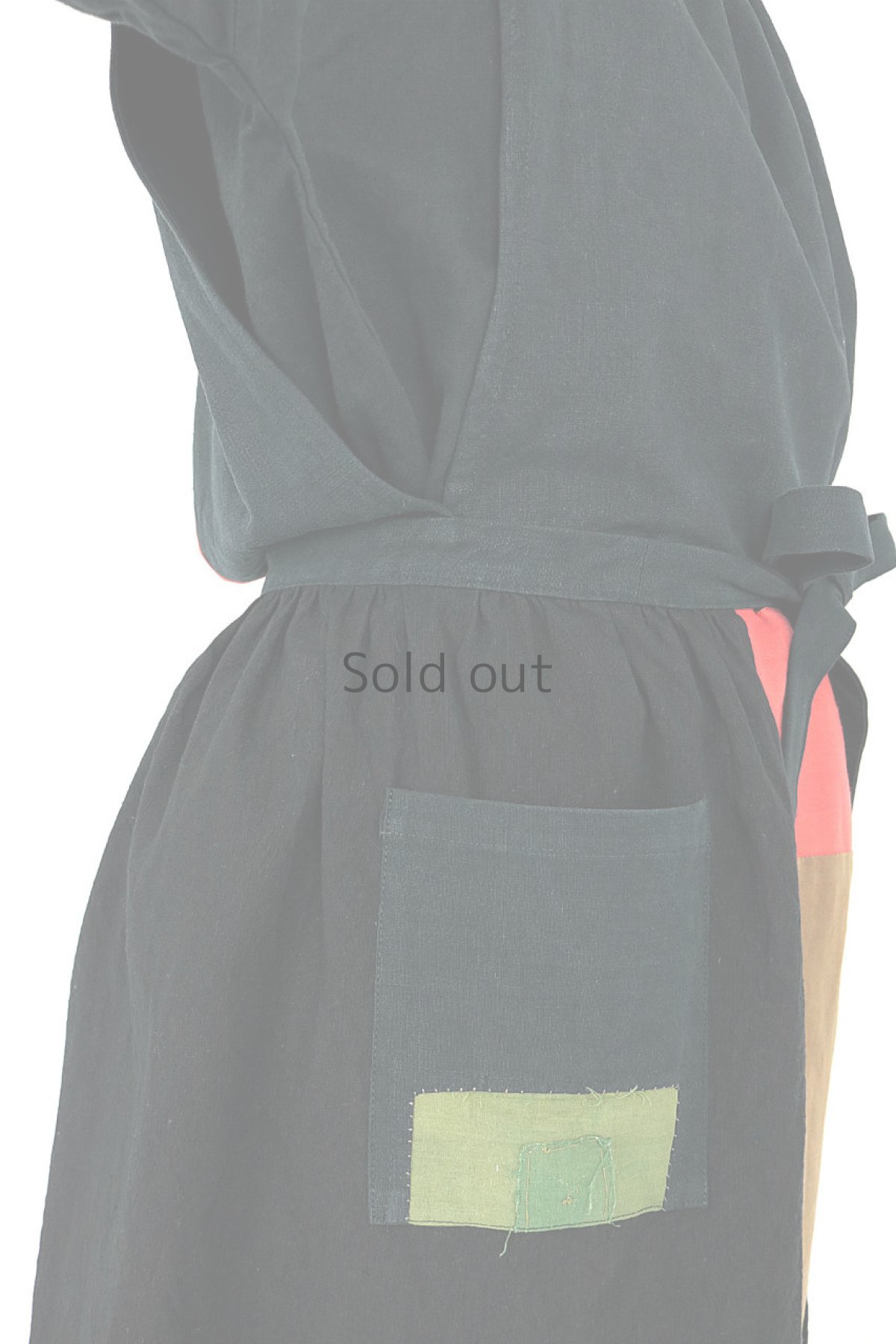 画像8: 【ササキチホ】アンティークリネン×染め　エプロンワンピース（黒と茶） (8)