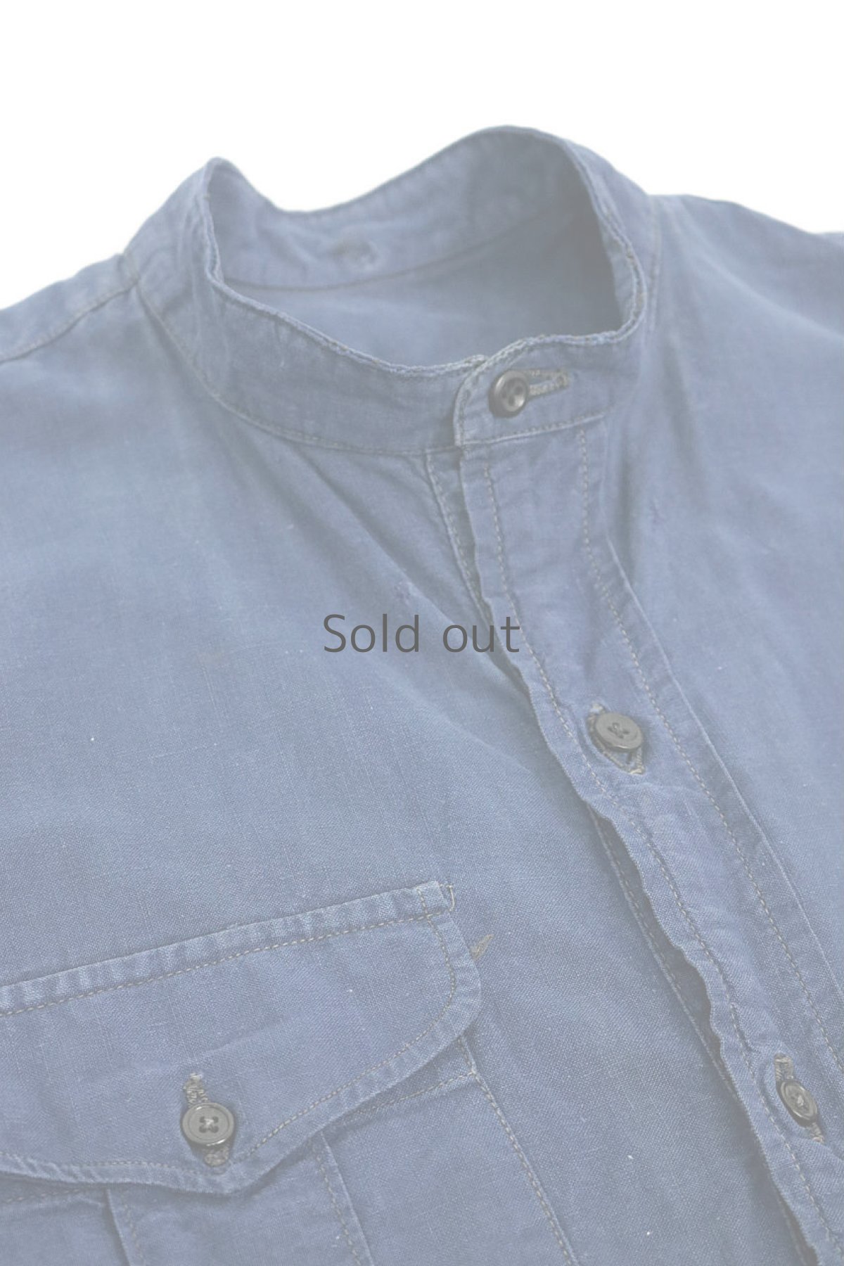 画像7: 【フランス】1940年代ブルーコットンプルオーバーロングシャツ(イニシャルGS) (7)