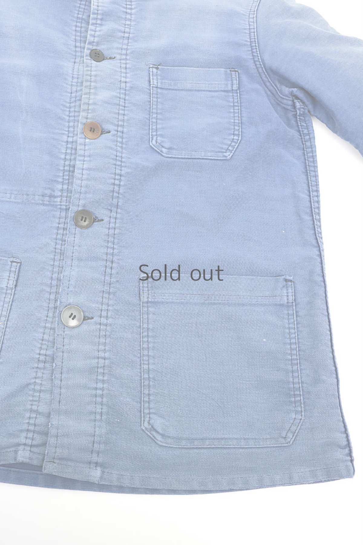 画像7: 【フランス】1960年代頃のブルーモールスキンワークジャケット（刺し子リペアあり） (7)