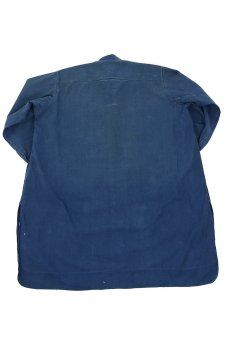 画像2: 【フランス】1940年代ブルーコットンプルオーバーロングシャツ(イニシャルGS) (2)