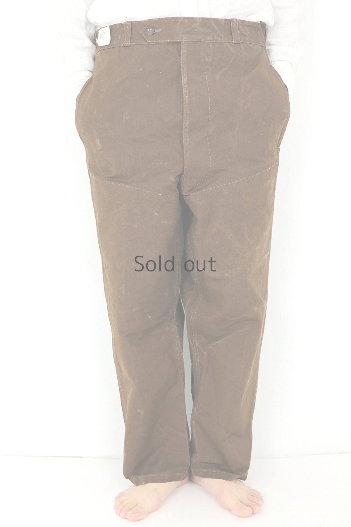 画像3: 【フランス】1960年代頃のブラウンダック　レイルウェイワークパンツ（１ウォッシュ） (3)