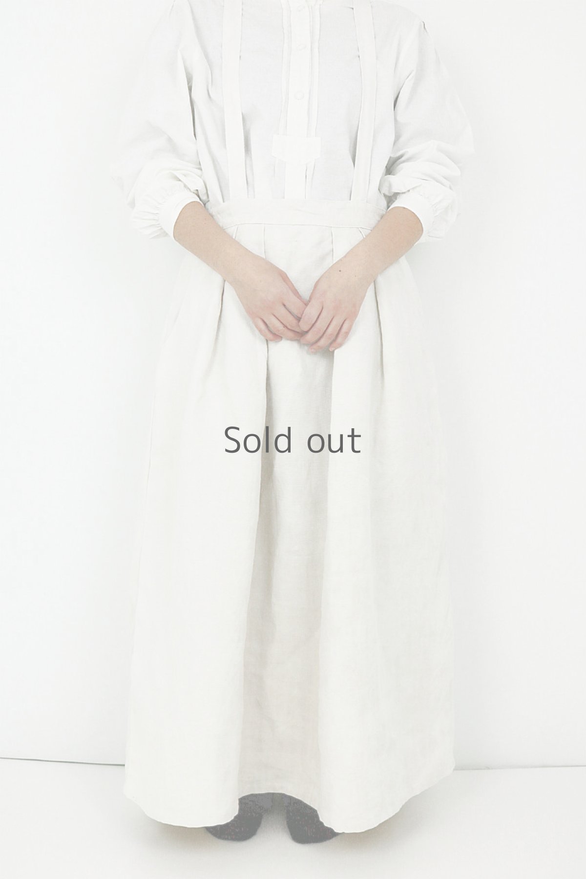 画像3: 【ササキチホ】アンティークリネン　ジャンパーロングスカート（白色） (3)