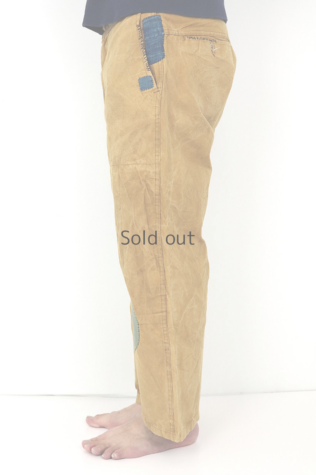 画像4: 【MITSUGU SASAKI】ビンテージリメイク＋古布　パッチワーク　ハンティングーパンツ（キャメル） (4)