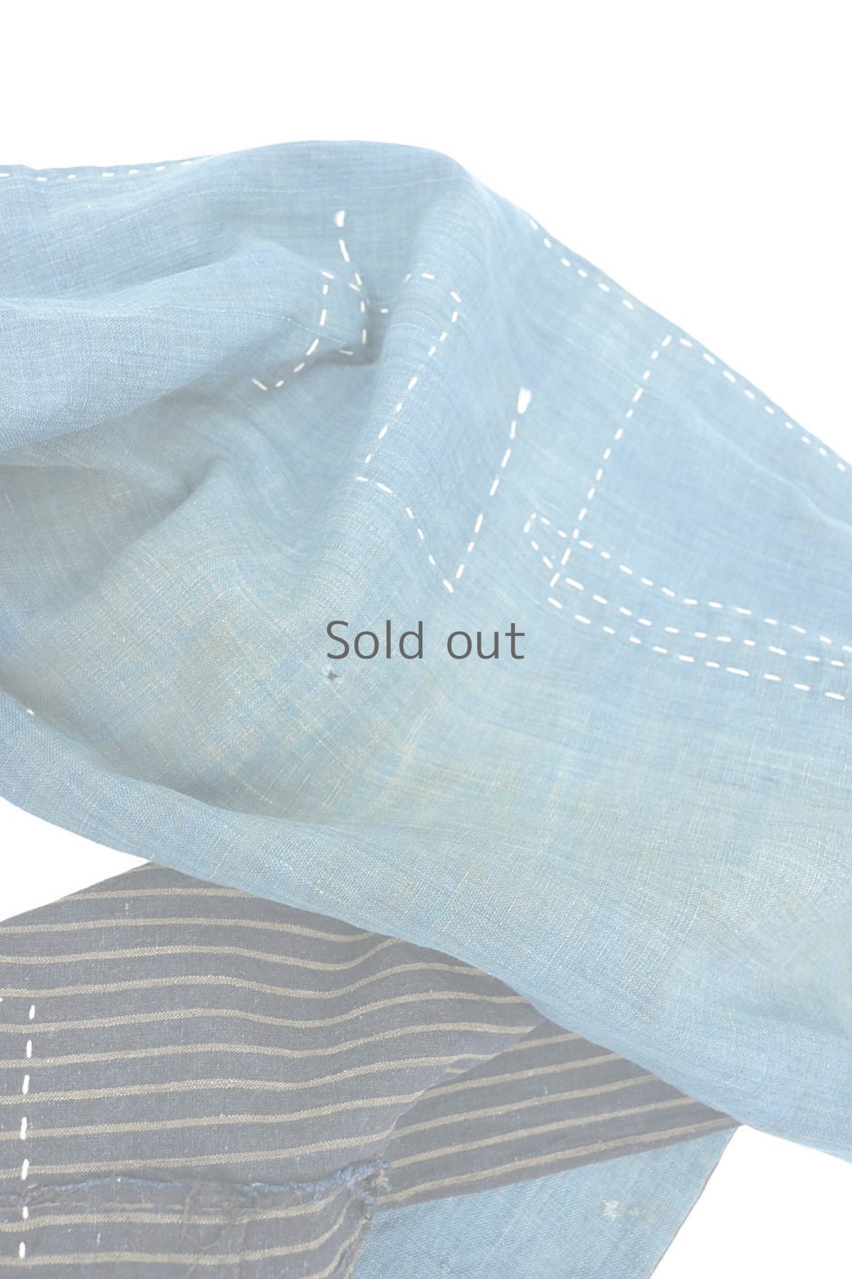 画像9: 【MITSUGU SASAKI】藍染古布　インディゴストライプ　ストール（ストライプと無地） (9)