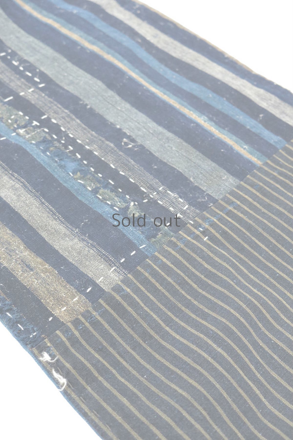 画像5: 【MITSUGU SASAKI】藍染古布　インディゴストライプ　ストール（ストライプと無地） (5)