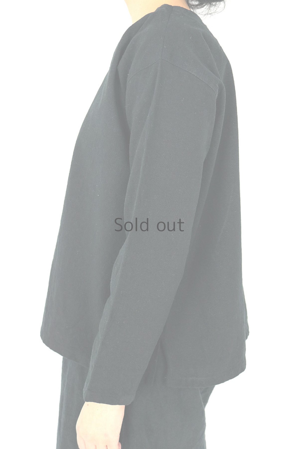 画像3: 【ササキチホ】アンティークリネン×染め　シンプルブラウス（黒） (3)